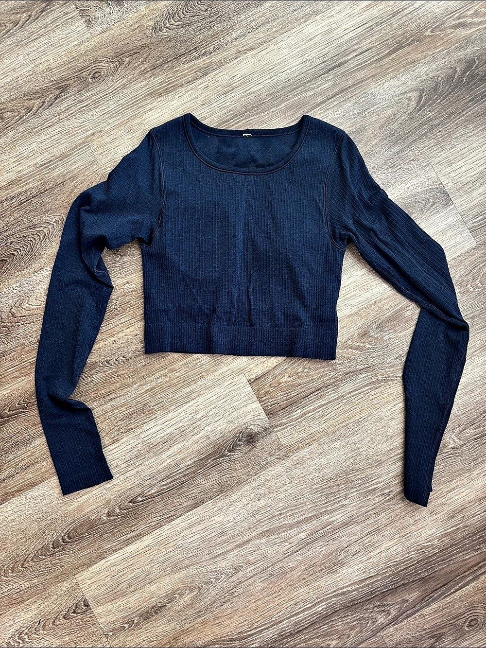 Lululemon Ebb to Street Long Sleeve Blue Crop Top